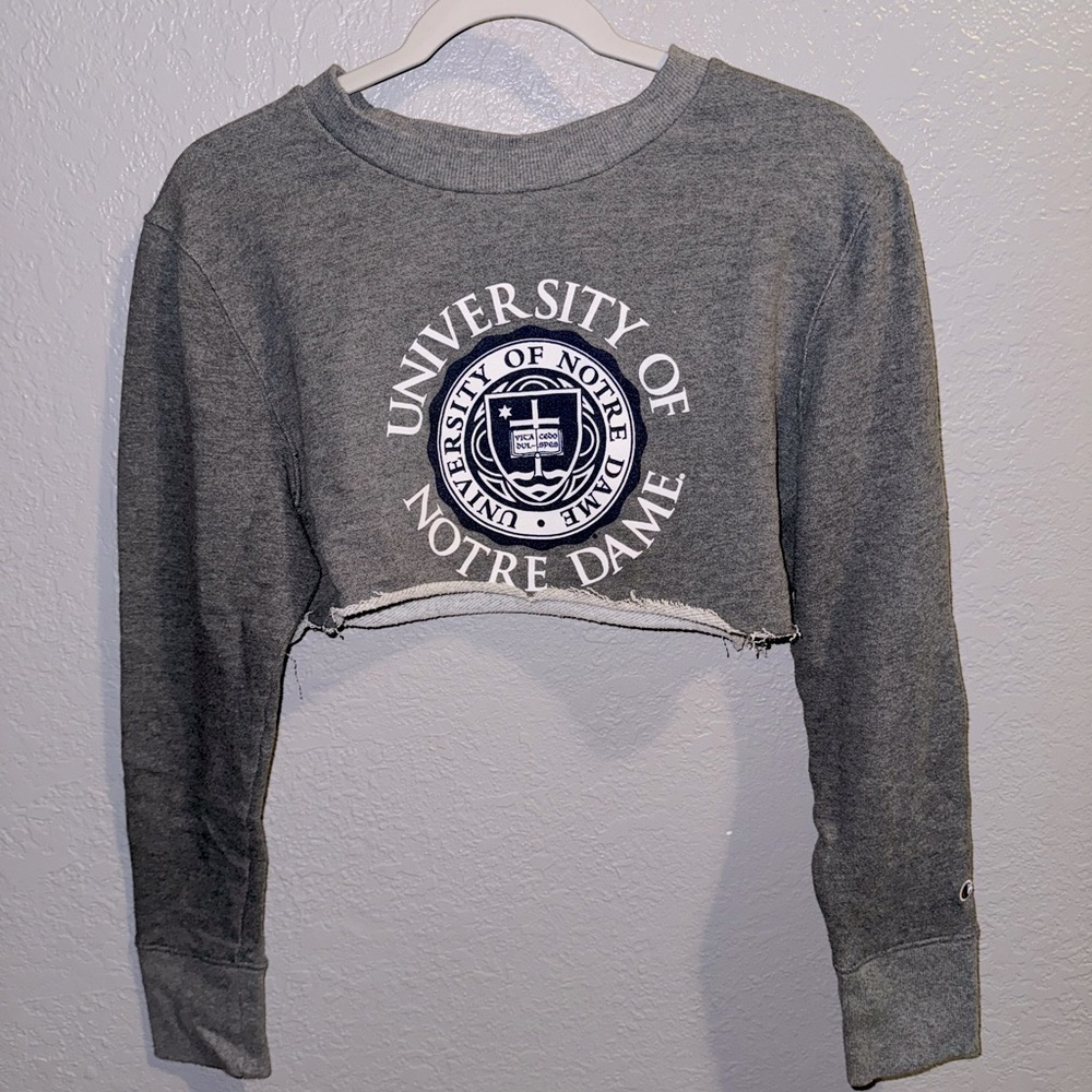 Champion University of Notre Dame cropped gray sweater woman size M